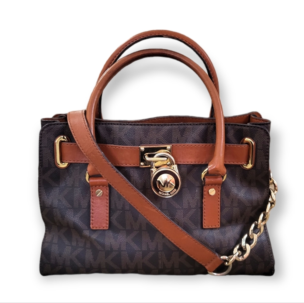 Michael Kors Monogram Hamilton Tote Brown